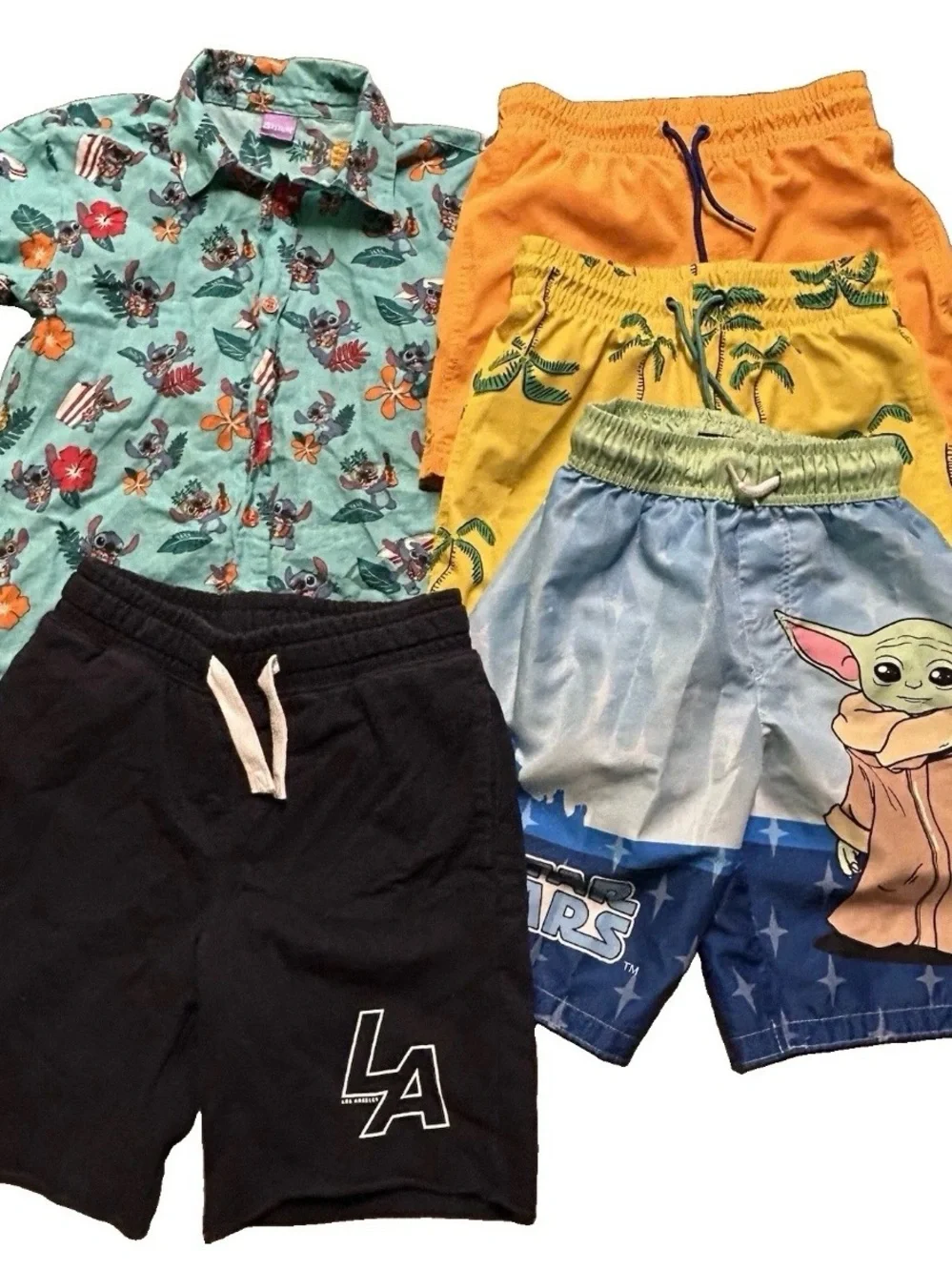 Boy’s Summer Clothing Swim Trunks Shorts Stitch Button Up Yoda Size Medium (8)